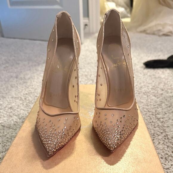 Christian Louboutin Follies Strass 100 mm Light Silk - Picture 8 of 15